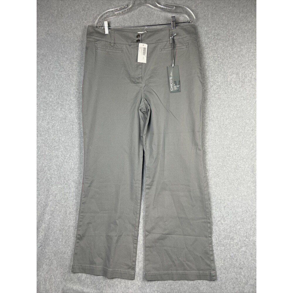 New Chico’s Modern Pants Washed Sateen Colleen WS Rebel Grey Size 3 Short XL